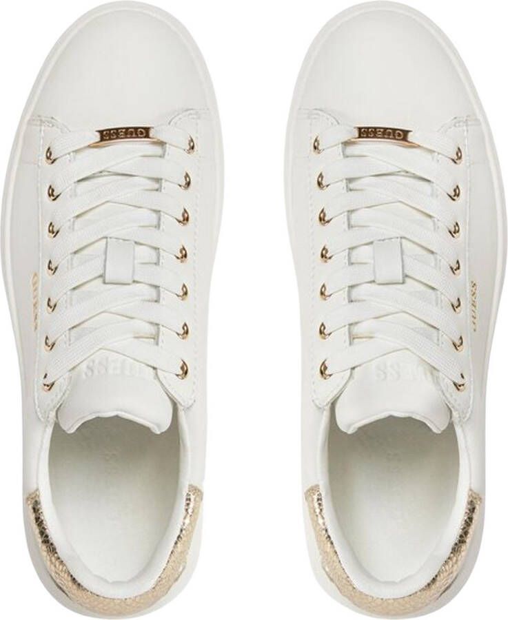 Guess Dames Vibo Leren Sneakers Wit Goud White Dames