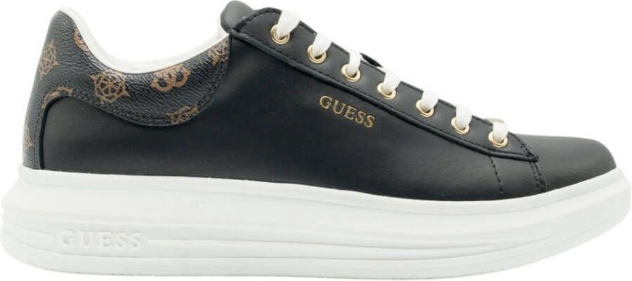 Guess Dames Sneakers Vibo van leer zwart bruin Wit Dames