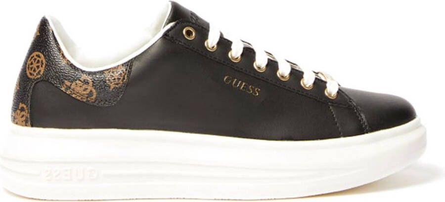 Guess Dames Sneakers Vibo van leer zwart bruin Wit Dames