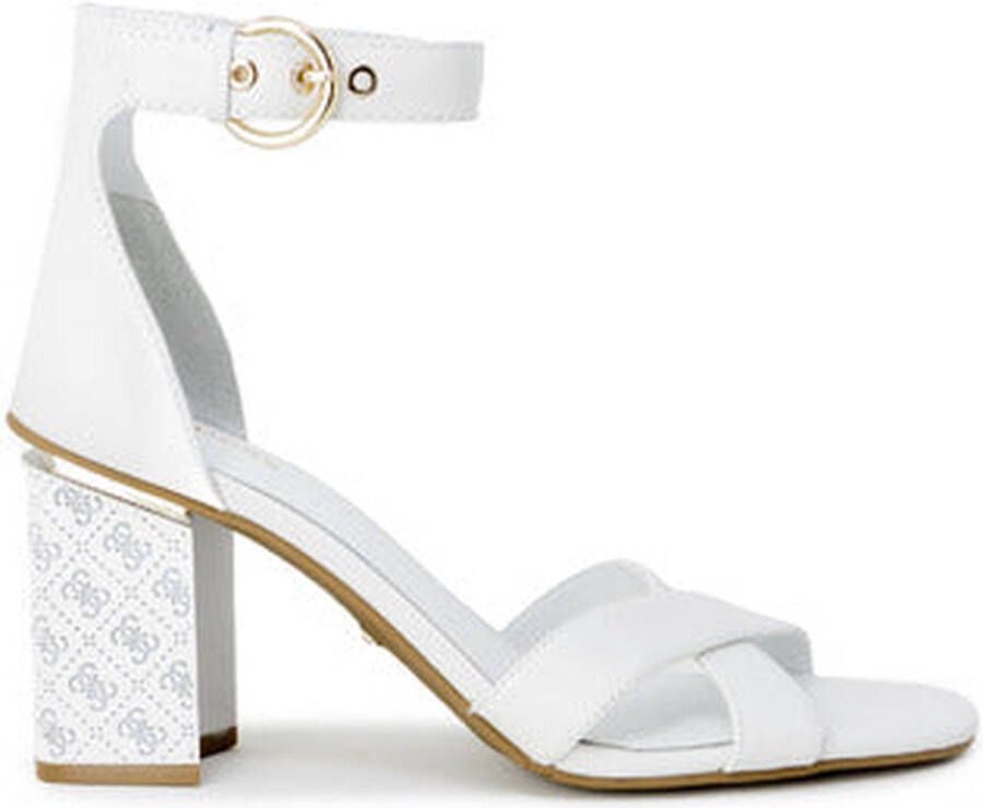 Guess Witte leren sandalen met blokhak White Dames