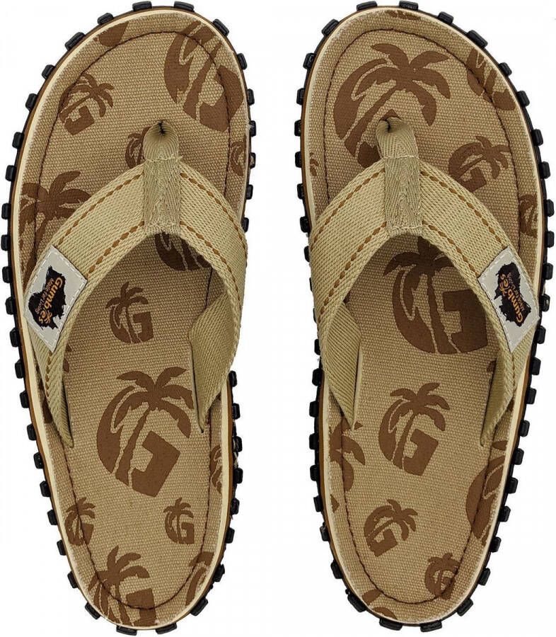 Gumbies heren Teenslipper ISLANDER CANVAS FLIP FLOPS PALM Bruin Multi G