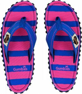 Gumbies Islander Flip Flop Blue & Pink Stripe [ 5 | ]