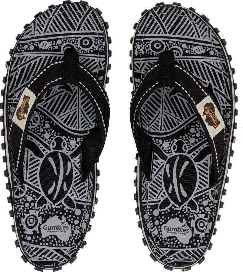 Gumbies Teenslipper Heren ISLANDER CANVAS SLIPPERS BLACK SIGNATURE PATTERN