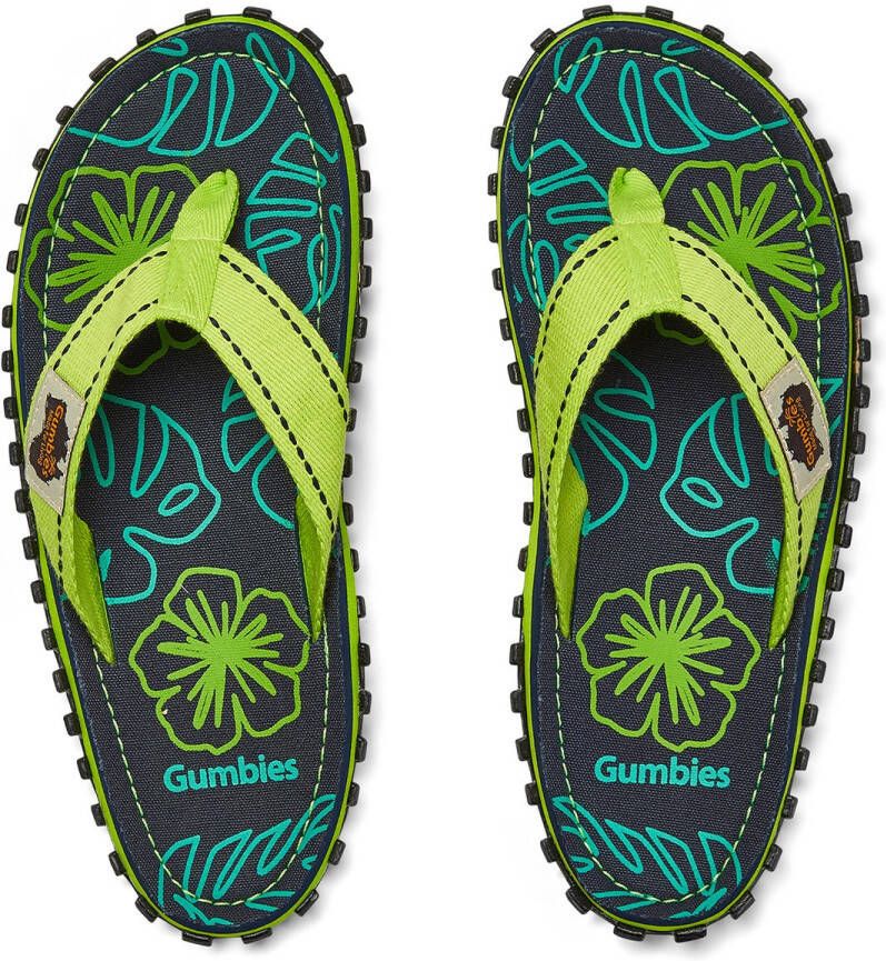 Gumbies Teenslippers Teenslippers Lime Hibiscus