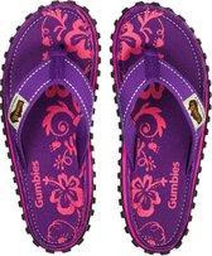 Gumbies Teenslippers | Unisex | Purple Hibiscus | Paars Roze - Foto 1