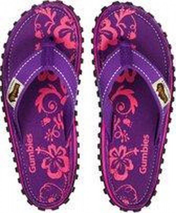 Gumbies Teenslippers | Unisex | Purple Hibiscus | Paars Roze