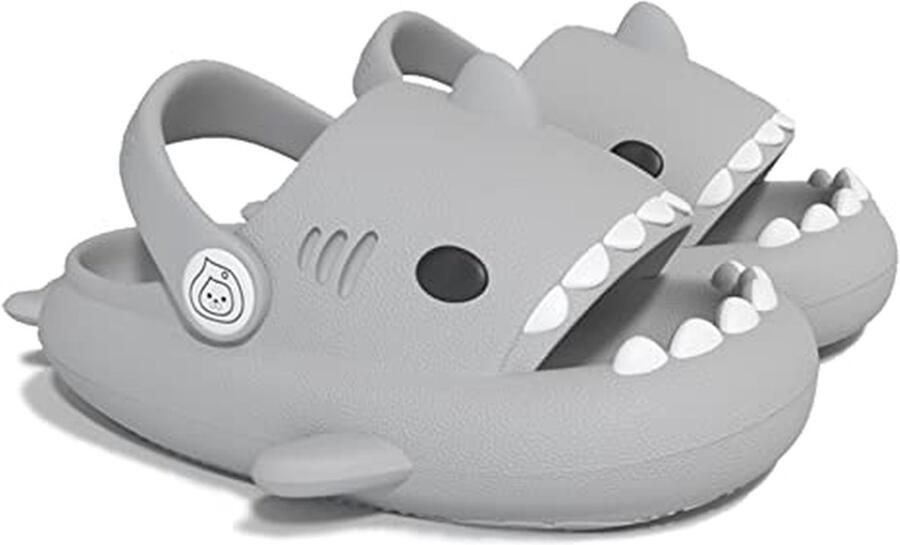 Haai Slippers Kinder Badschoenen Zomerse Activiteiten Antislip Zool Uniseks Kind Grijs