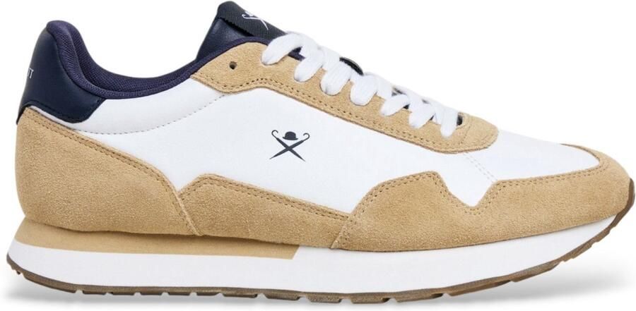 Hackett London Vector effen beige leren sneakers
