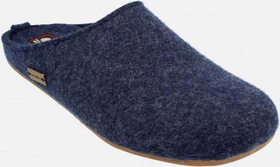 Haflinger Everest Fundus instap pantoffel jeans Vilt comfortabel antislip