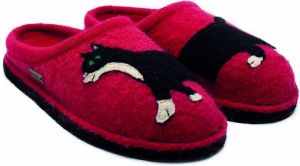 Haflinger Flair Babsy Pantoffels kleur Rood 100% wolvilt