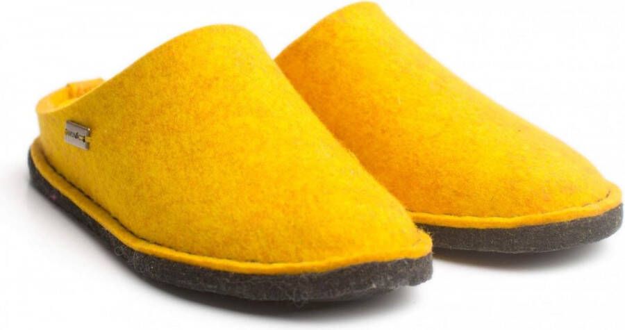 Haflinger Flair Soft open pantoffel Mais Geel 38 Vilt Uitneembare zool