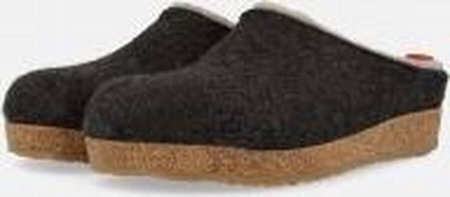 Haflinger Grizzly Kris Pantoffel - Grafiet huisslof gevormd voetbed