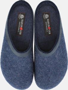 Haflinger Grizzly Torben Pantoffels Pantoffels jeans blauw wollen sloffen