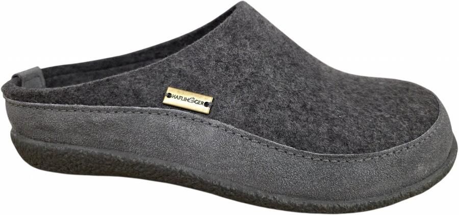 Haflinger Blizzard Skane 004 Anthrazit Pantoffels Open Sloffen Grijs Vilt en Suede Heren Grijs