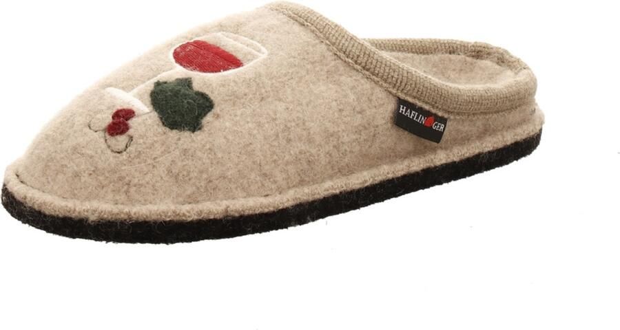 HAFLINGER Huisschoen beige gemêleerd spar rood wit