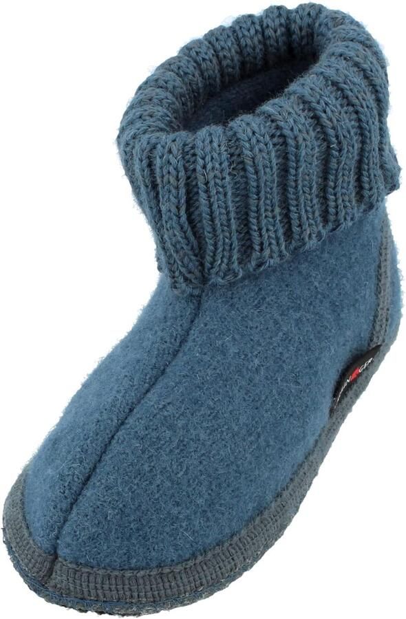 Haflinger Karl Pantoffel Duifblauw Wol & Vilt