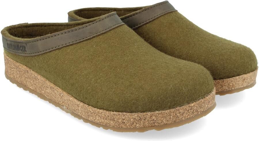 Haflinger 713001 Torben Olijf groen pantoffel Hafinger Kleur Groen)
