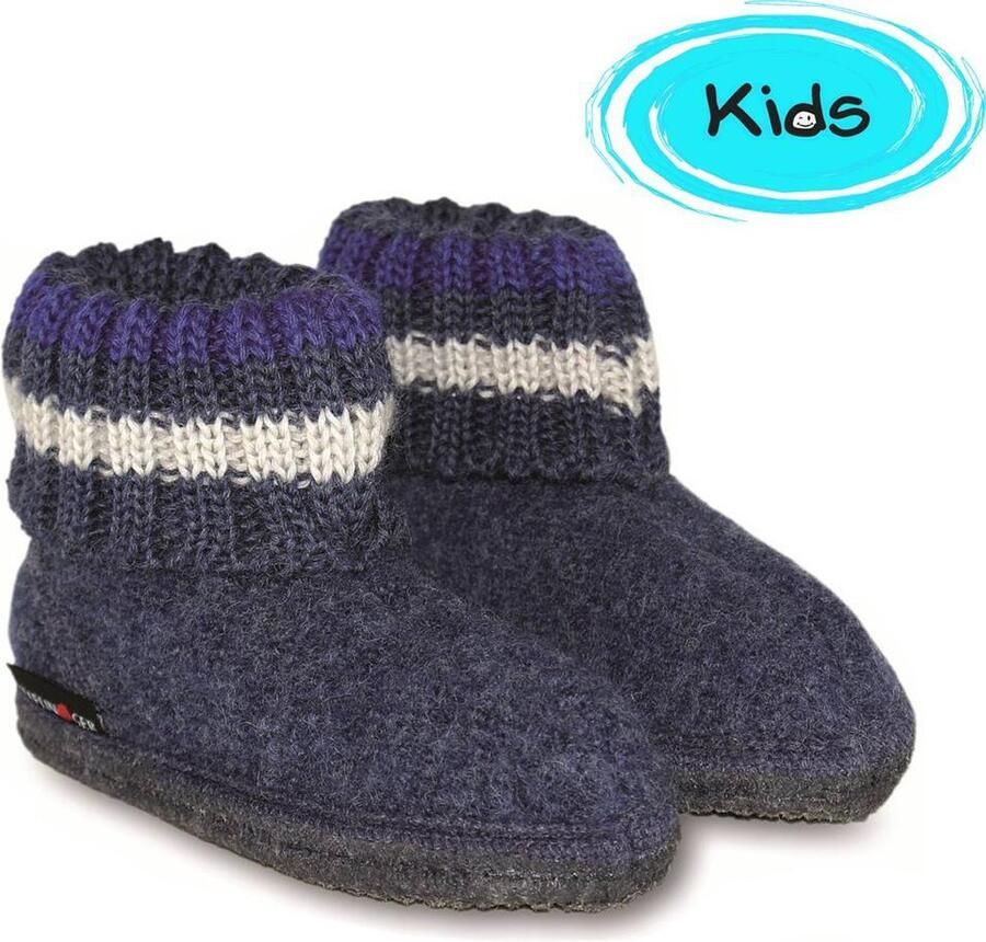 Haflinger Paul Sokpantoffel Jeans 25 Vilt Kinderpantoffel warm om de enkels