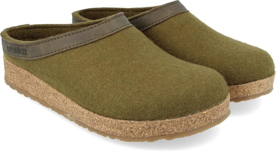 Haflinger 713001 Torben Olijf groen pantoffel Hafinger Kleur Groen)