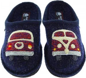 Haflinger Hippie Pantoffels kleur Kapitan blauw 100% wolvilt