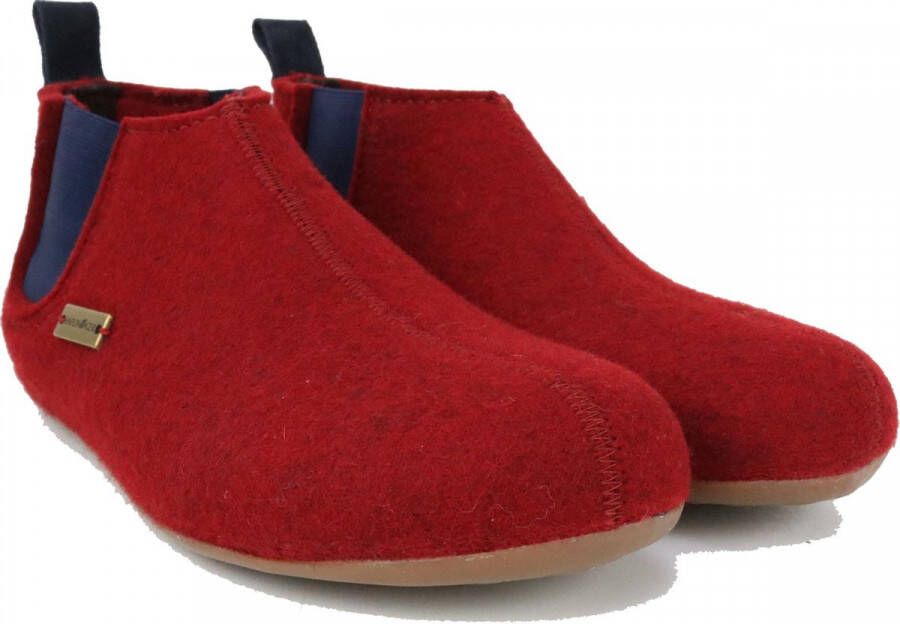 Haflinger Hygge Chelsea Boots Pantoffel Robijn Rood 100% wolvilt S34