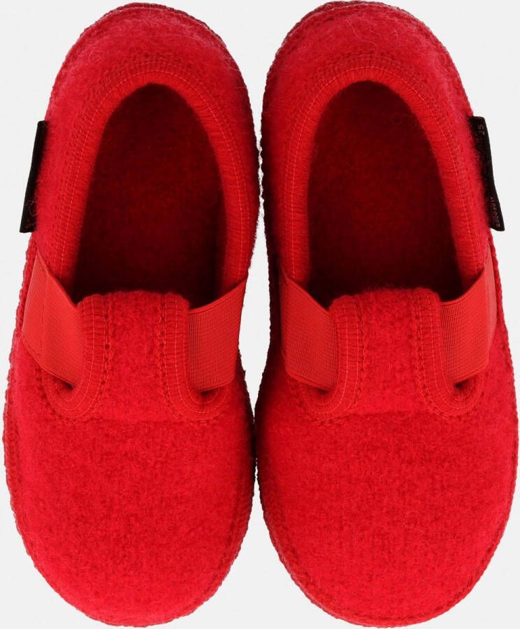 Haflinger Joschi Pantoffels kleur Rood 100% wolvilt