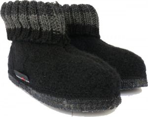 Haflinger Paul Pantoffels kleur Zwart 100% wolvilt