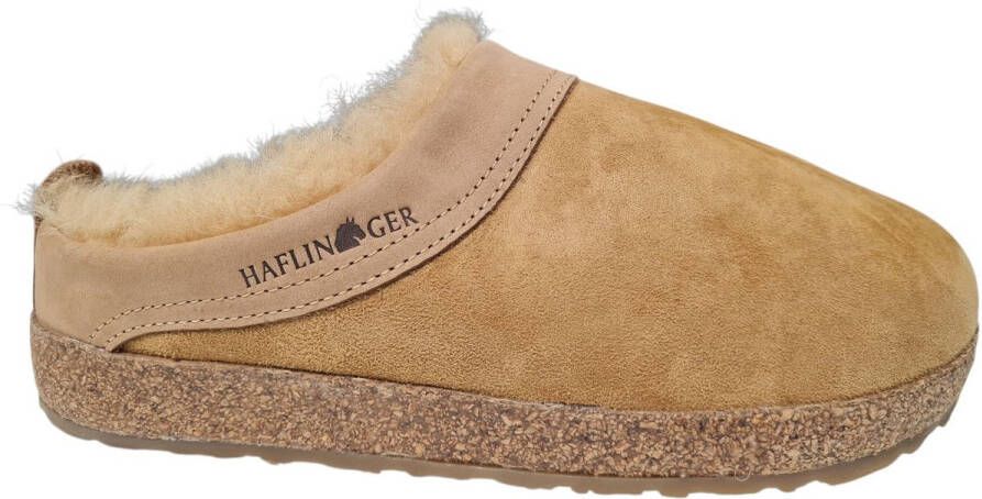 Haflinger Snowbird gevoerde pantoffel Leer Gevoerd Lamsleer buitenzool met profiel