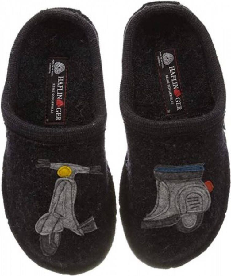 Haflinger Vespa Pantoffels kleur Graphit 100% wolvilt