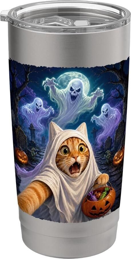 Halloween kat selfie geest kostuum voor snoepjes