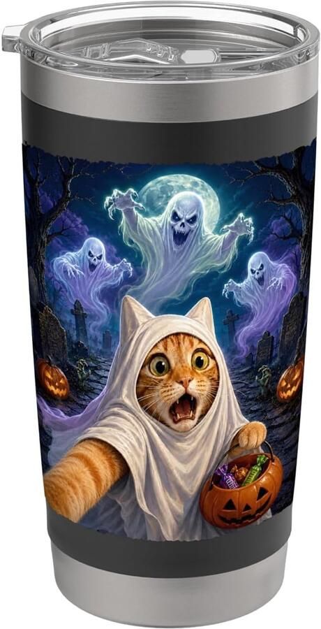 Halloween kat selfie geest kostuum voor snoepjes