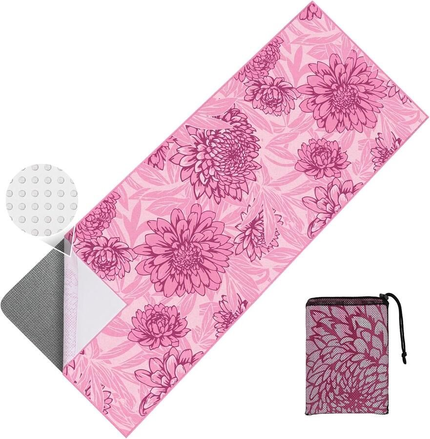 Handdoek met hoekzakken 177 8 x antislip zweet absorberend zachte microvezel