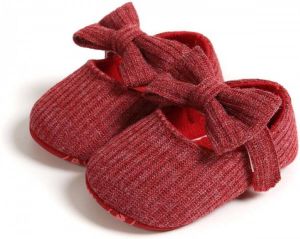 Happy Alpaca Babyschoentjes -Meisjes Schoenen -Kerst- Rood – voor 0-3 en 0-6 maanden (11cm)
