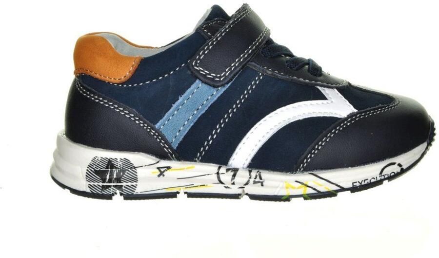 Happy Bee Goedkope Blauwe Lederen Sneaker Velcro