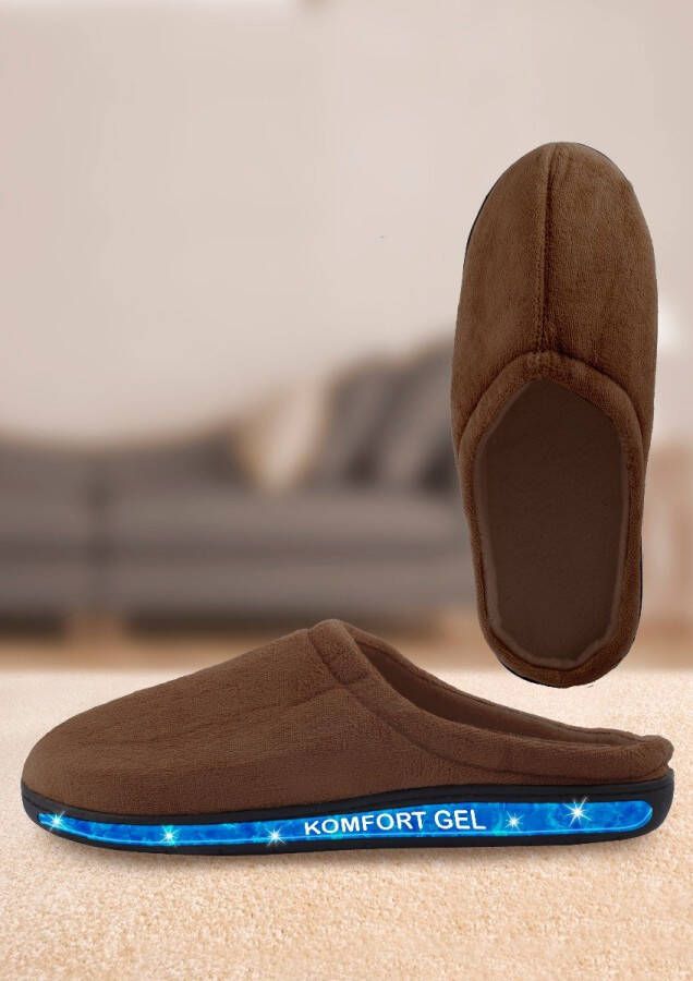 Happy Soles Happy Shoes comfort gel slippers bruin warme sloffen gelzool gel sloffen