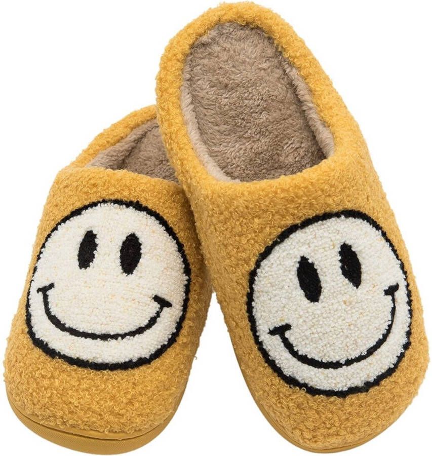 HappySlippers Happy Slippers -Smiley pantoffel Smiley sloffen Smiley Slippers Pantoffels & Happy Slippers Lachende pantoffel Sloffen -Sloffen met smiley Emoji pantoffel Emoji Slipper -40 Oranje en Blauw