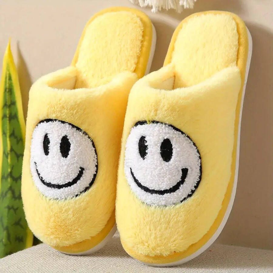 HappySlippers Happy Slippers -Smiley pantoffel Smiley sloffen Smiley Slippers Pantoffels & Happy Slippers Lachende pantoffel Sloffen -Sloffen met smiley Emoji pantoffel Emoji Slipper -38 Oranje en Blauw