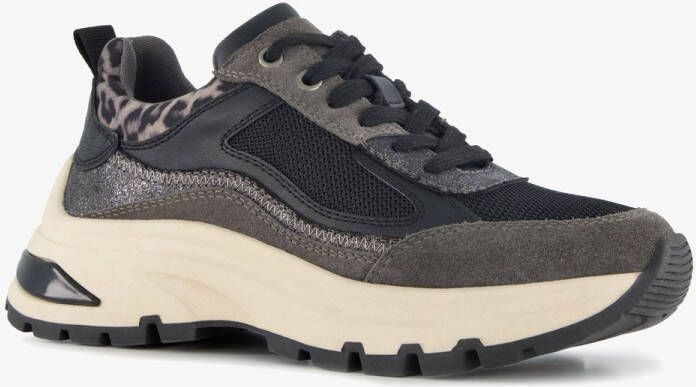 Harper dames sneakers met panterprint details grijs Uitneembare zool