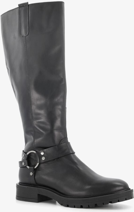 Harper hoge leren dames laarzen met gesp Zwart
