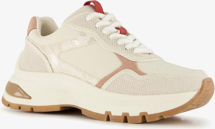 Harper leren dames sneakers met luipaardprint beige Uitneembare zool
