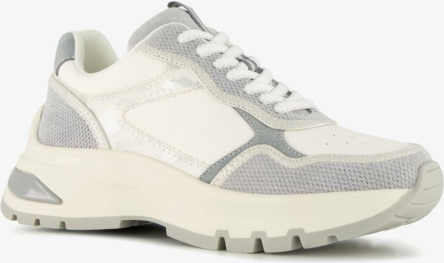 Harper leren dames sneakers met luipaardprint wit Uitneembare zool