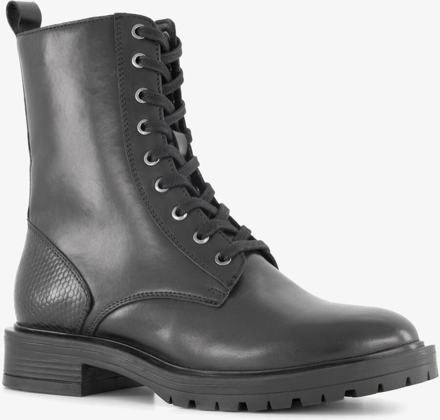 Harper leren dames veterboots zwart