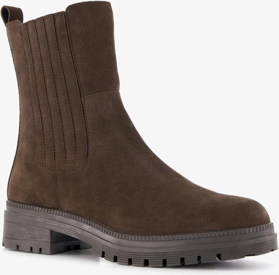 Harper suède dames Chelsea boots bruin Echt leer
