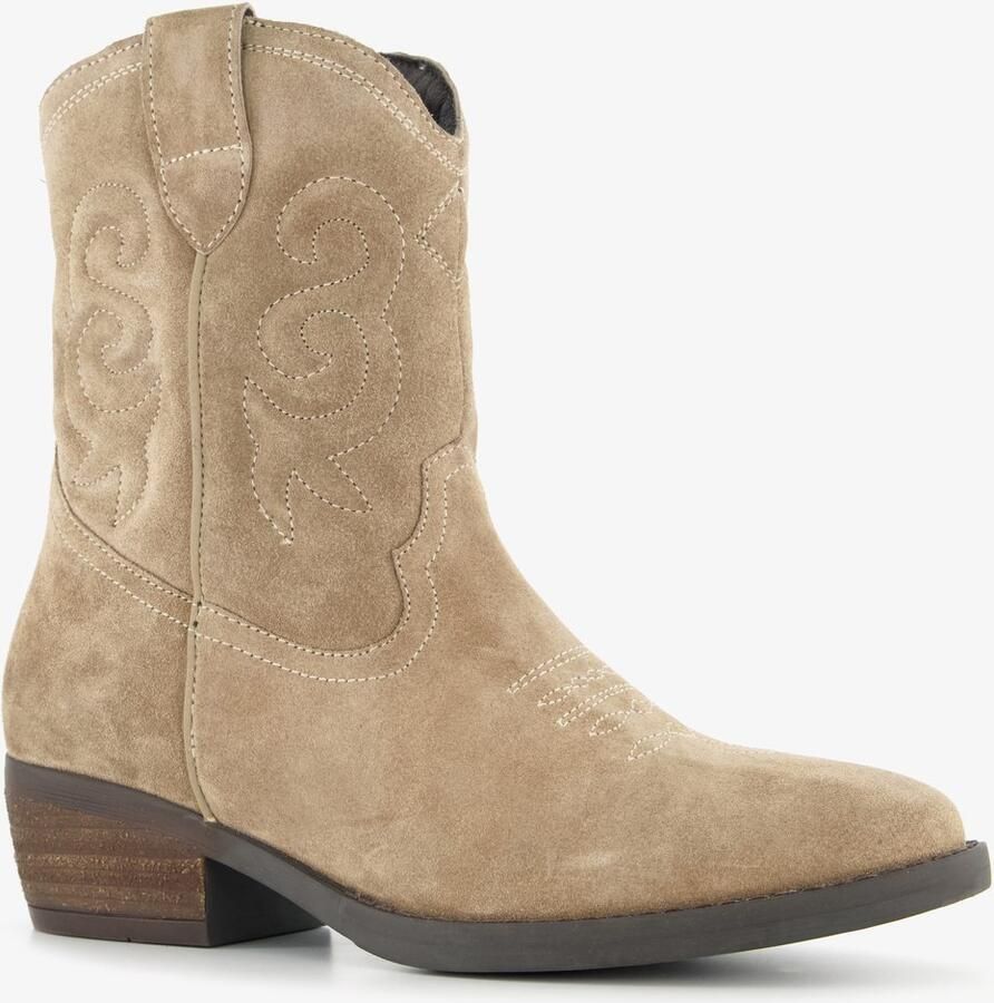 Harper suède dames cowboy western boots lichtbruin Echt leer