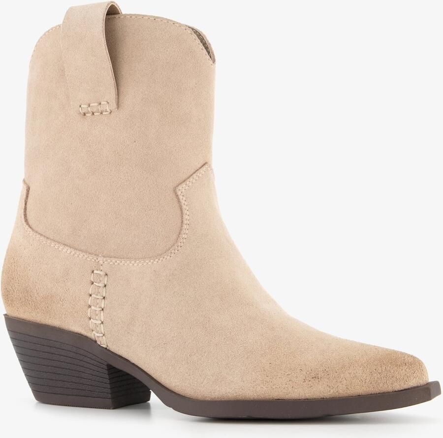 Harper suede dames cowboy western laarzen beige Echt leer