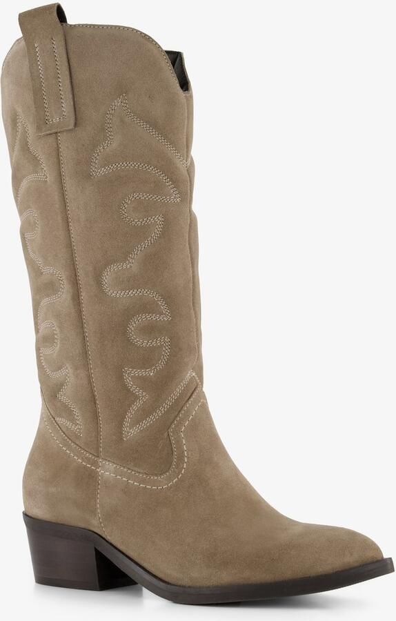 Harper suède dames cowboylaarzen beige Echt leer