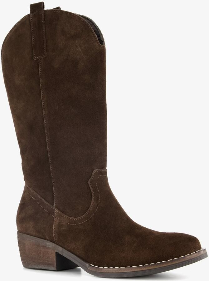 Harper suède dames cowboylaarzen chocoladebruin Echt leer