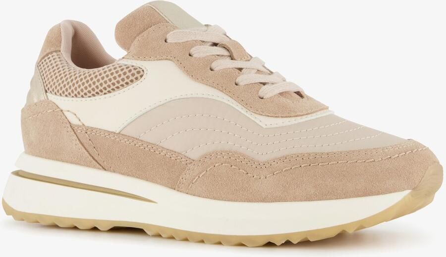 Harper suède dames sneakers beige Echt leer Uitneembare zool