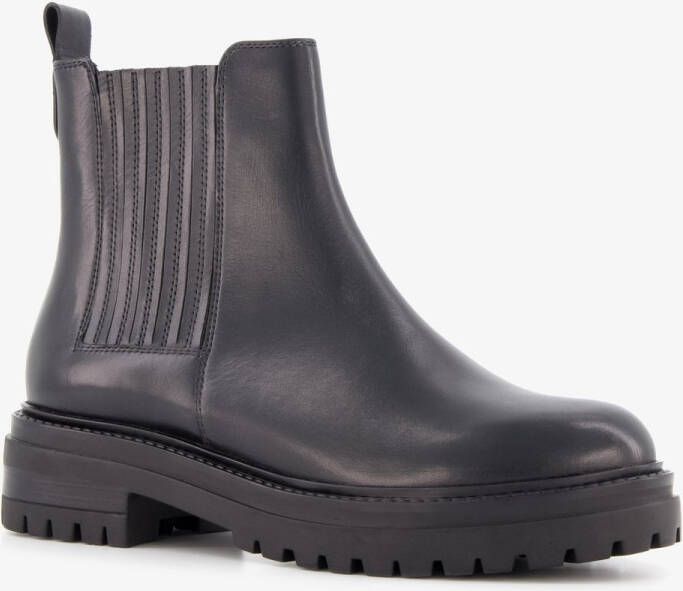 Harper lage leren dames chelsea boots zwart