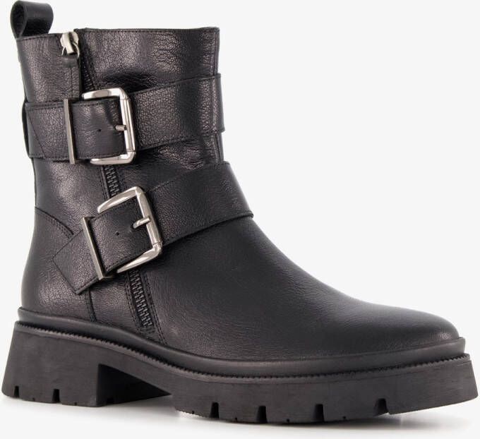 Harper leren dames biker boots zwart Uitneembare zool
